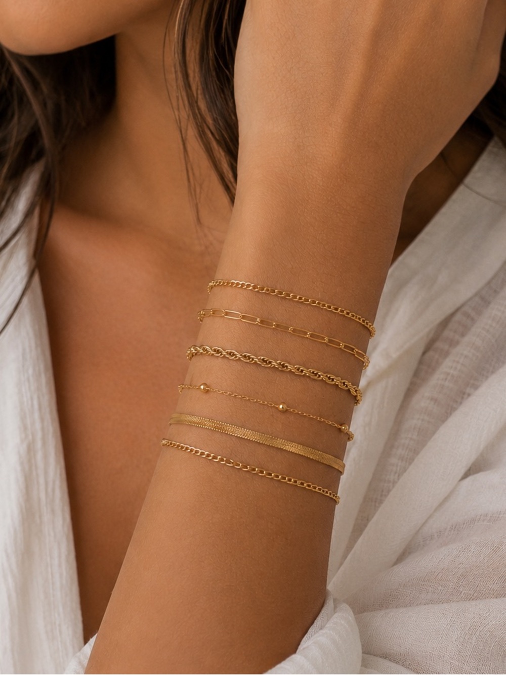 6 Pcs / Set - 18K Gold Plated Bracelet Set - Picture 6 of 8